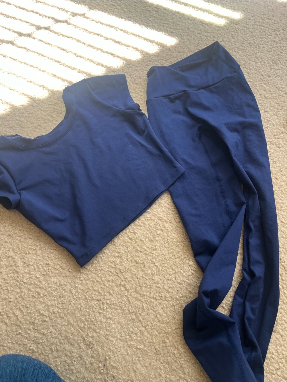 Bombshell Sportswear Navy Blue Leggings and Crop Top Set
